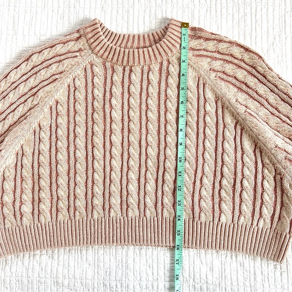 NWT TULAROSA Laney Cropped Pullover Pink Cable Knit Crewneck Sweater Size Small - Picture 11 of 14